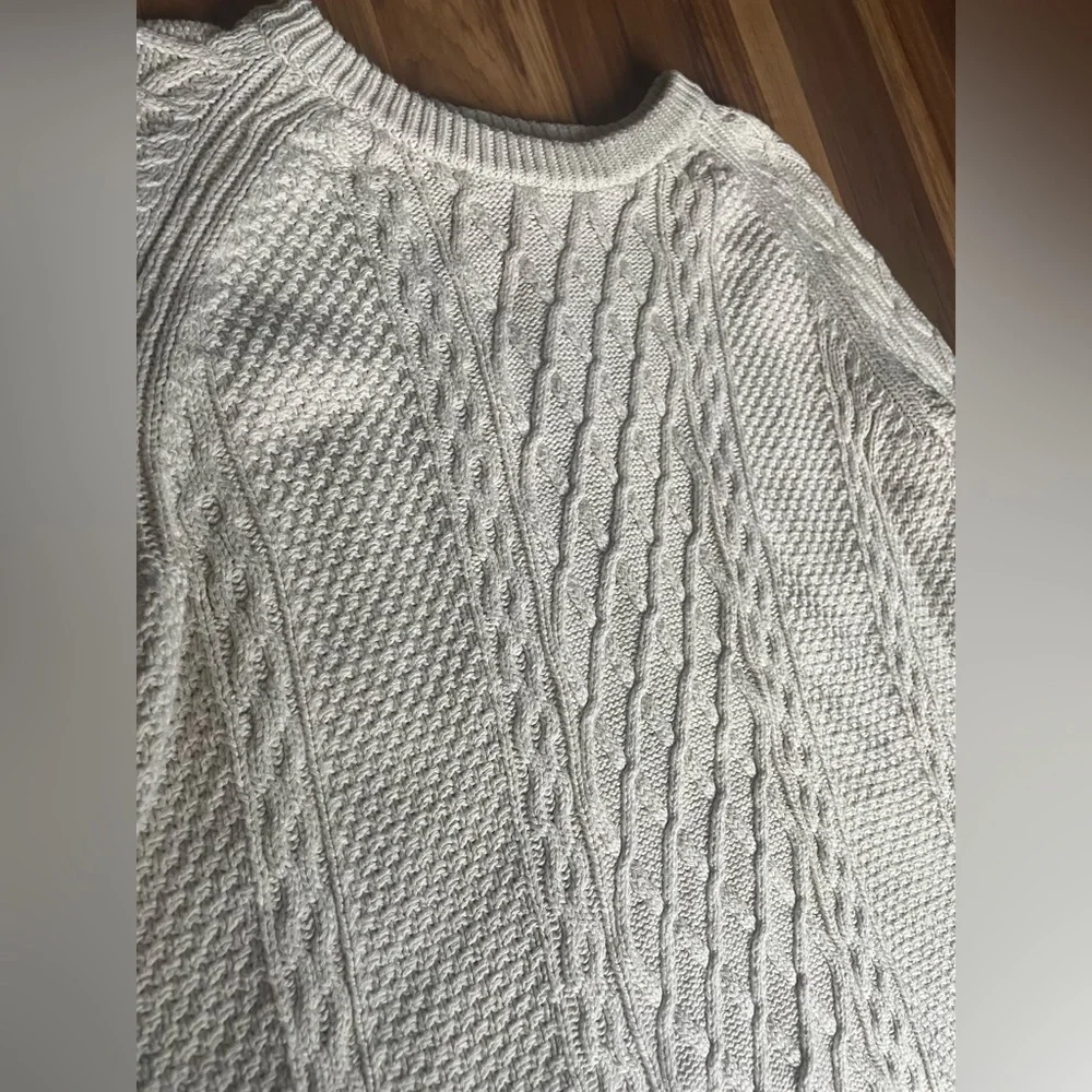 J. Crew Women's Ivory Cable Knit Crew Neck Sweater | women’s XL - Picture 3 of 6